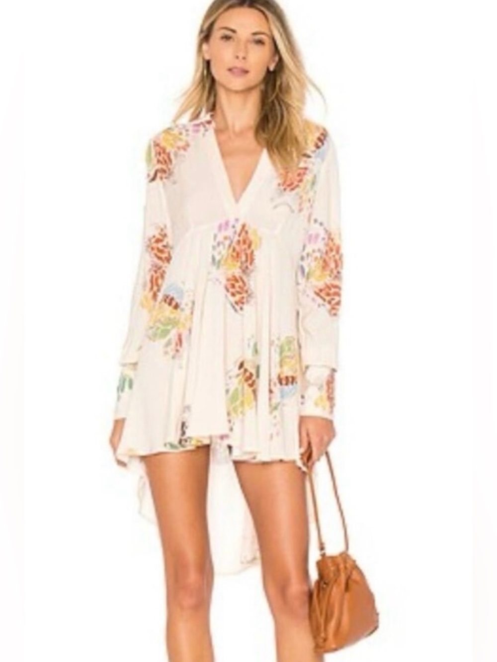 Free People Field of Butterflies 🦋 Hi-Lo Tunic Top in Ivory XS